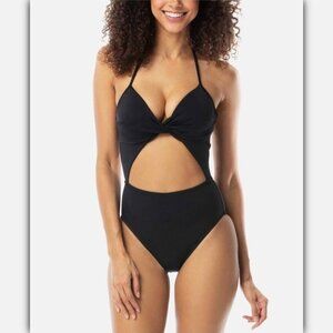 NWT Sundazed Swimsuit‎ 34C Black Willa Twist One Piece Bra Sized Underwire